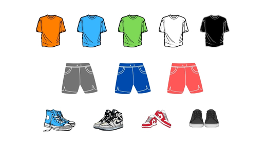 Opções de roupas